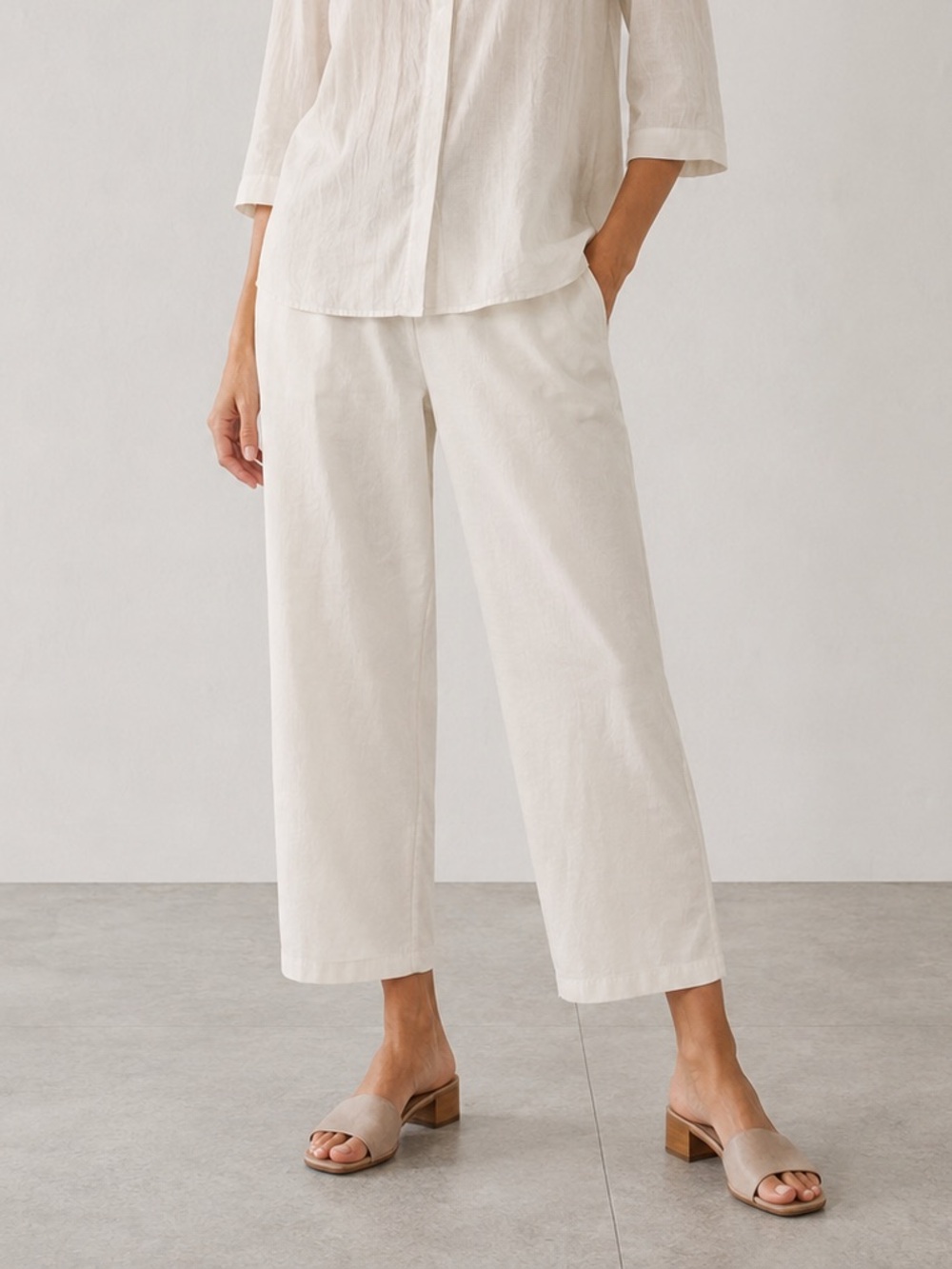 NEW Eileen Fisher Slouchy Ankle Pant Bone Women’s Size 3X
